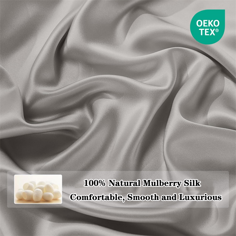 Luxury 100% Mulberry Silk Flat - Silk Pillowcase Set 评论和价格
