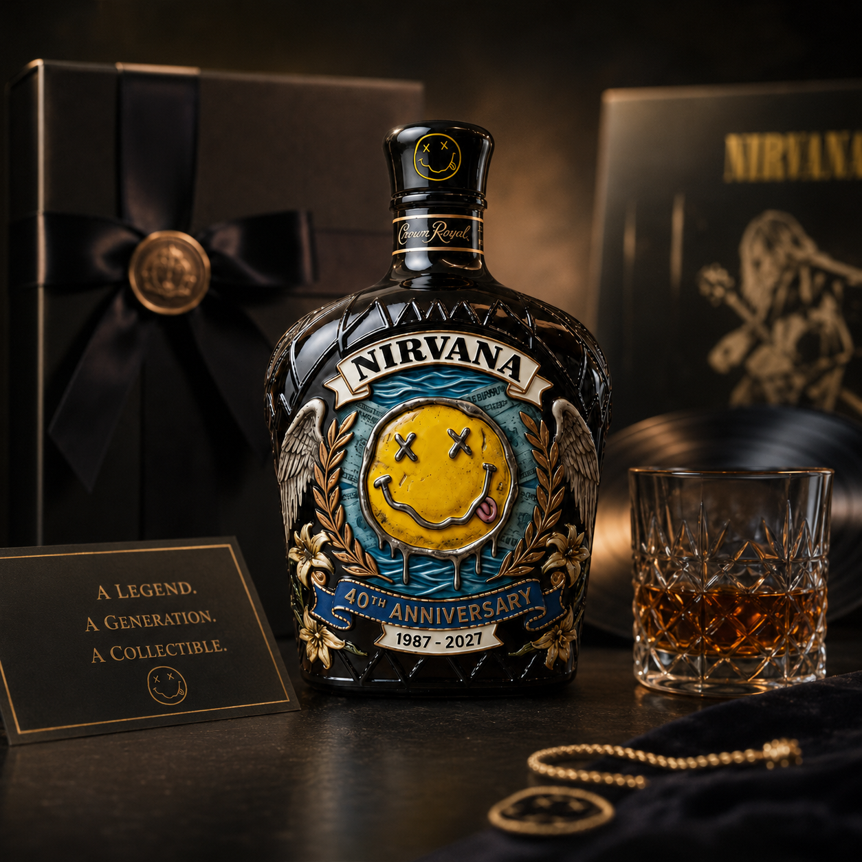 Nirvana Rock Band Embossed Bla - Glass Decanter Whiskey 评论和价格