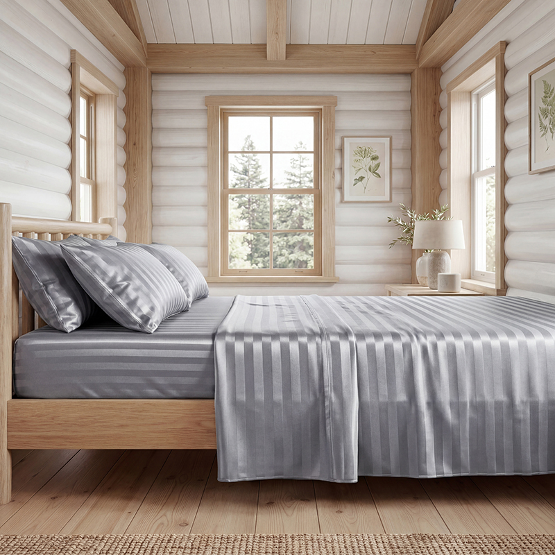 Wrinkle Resistant Striped Sati - Silk Pillowcase Set 评论和价格